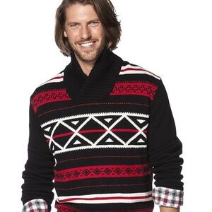 Chaps Men's Classic Fit Nordic-Inspired Shawl-Collar Sweater size XL